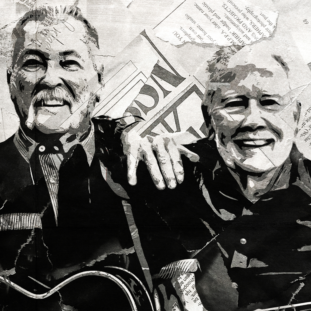 A Wolfe Tones poster design - a portrait of the Wolfe Tones made using a collage of torn pieces of magazine pages in black and white.